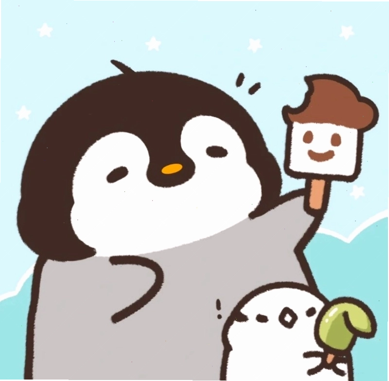 Chim cánh cụt chibi đang ngồi