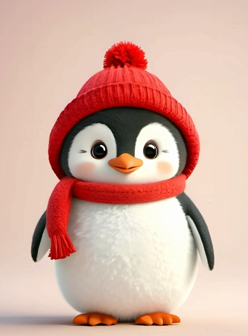 Chim cánh cụt chibi mặc áo len