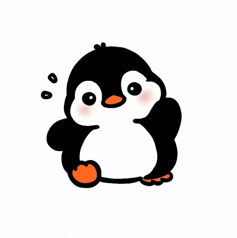 Chim cánh cụt chibi với vẻ mặt buồn ngủ