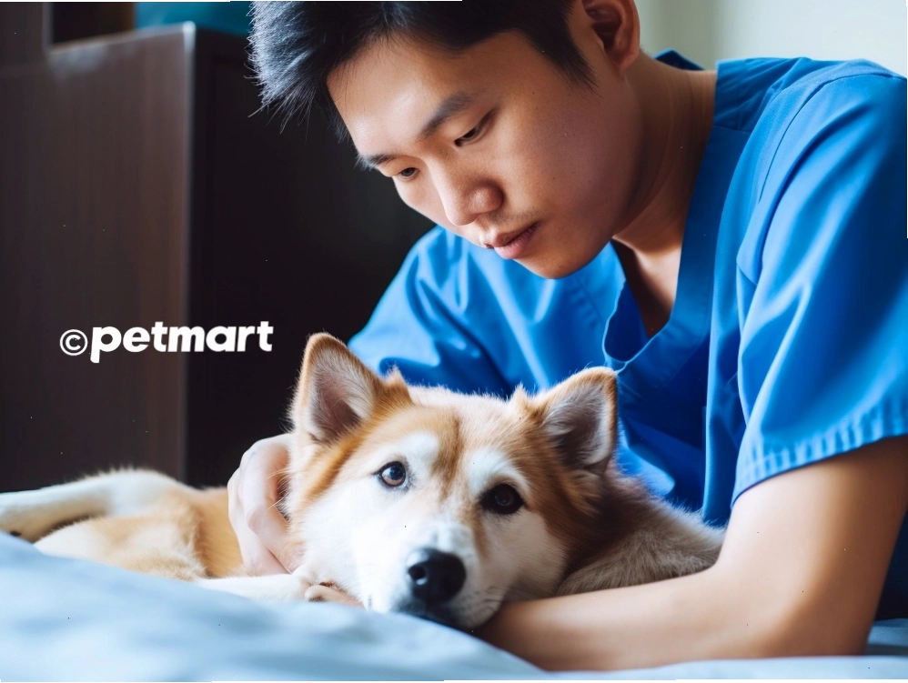 Chó con đang bị ốm với dấu hiệu mệt mỏi, nghi ngờ mắc bệnh Parvo