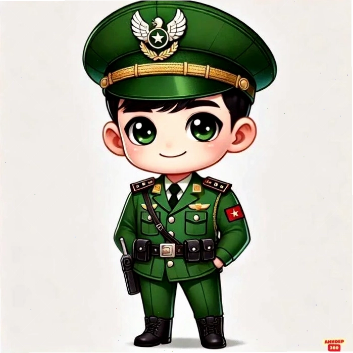 Chú bộ đội chibi Việt Nam với biểu cảm dễ thương, đáng yêu