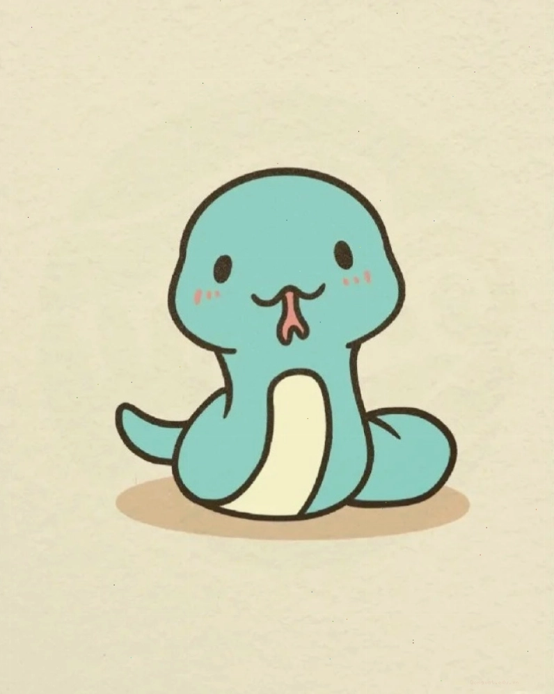 Chú rắn chibi màu xanh dương với đôi mắt lấp lánh
