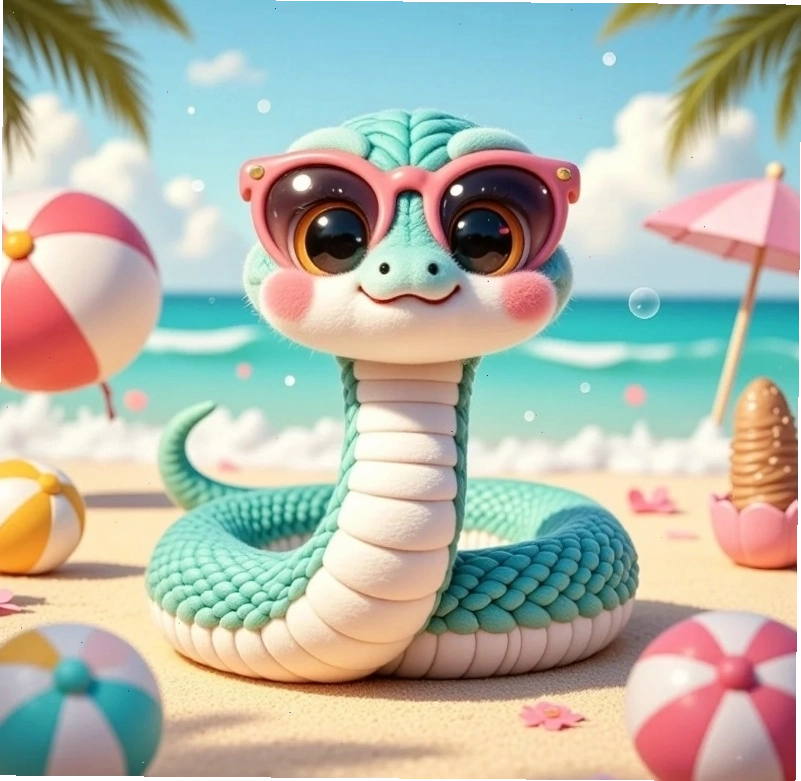 Chú rắn chibi với chiếc vảy lấp lánh