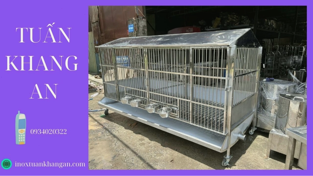 Chuồng chó có mái che, phù hợp cho không gian ngoài trời