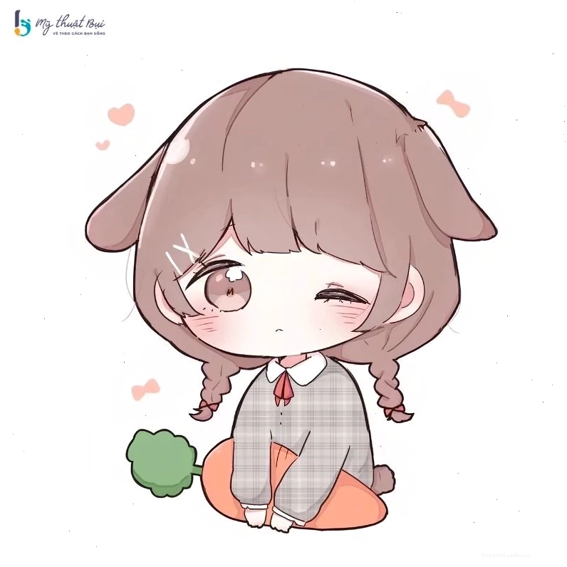 Cô bé chibi đang vui chơi cùng bong bóng