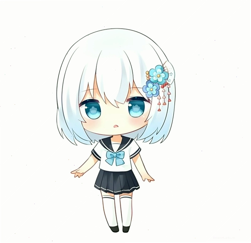 Cô gái chibi đang thưởng thức đồ uống