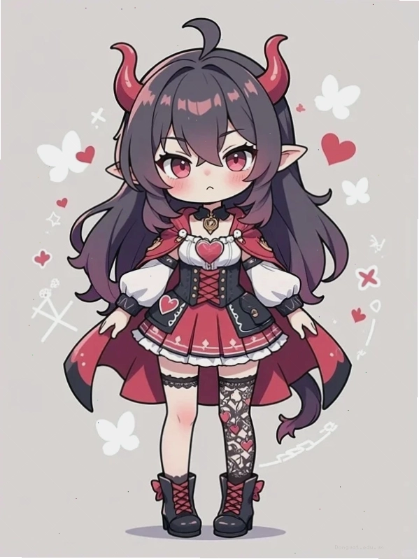Cô gái chibi dễ thương với trang phục học sinh