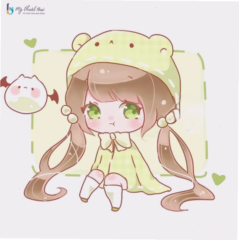 Cô gái chibi tóc vàng buộc hai bên đáng yêu