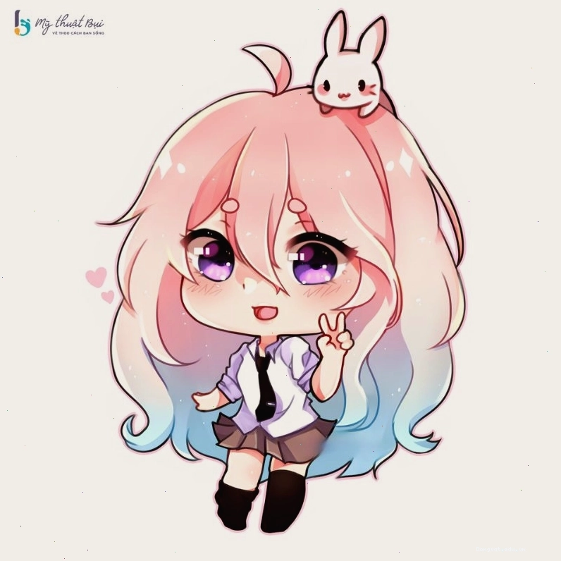 Cô gái chibi với trang phục váy hồng dễ thương