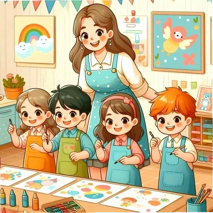 Cô giáo chibi say sưa giảng bài