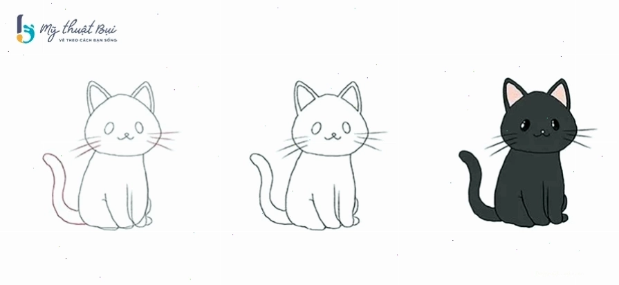 Đi nét và tô màu cho nhân vật chibi mèo
