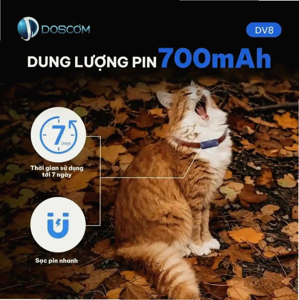 Dung lượng pin lớn giúp thiết bị định vị chó mèo hoạt động bền bỉ