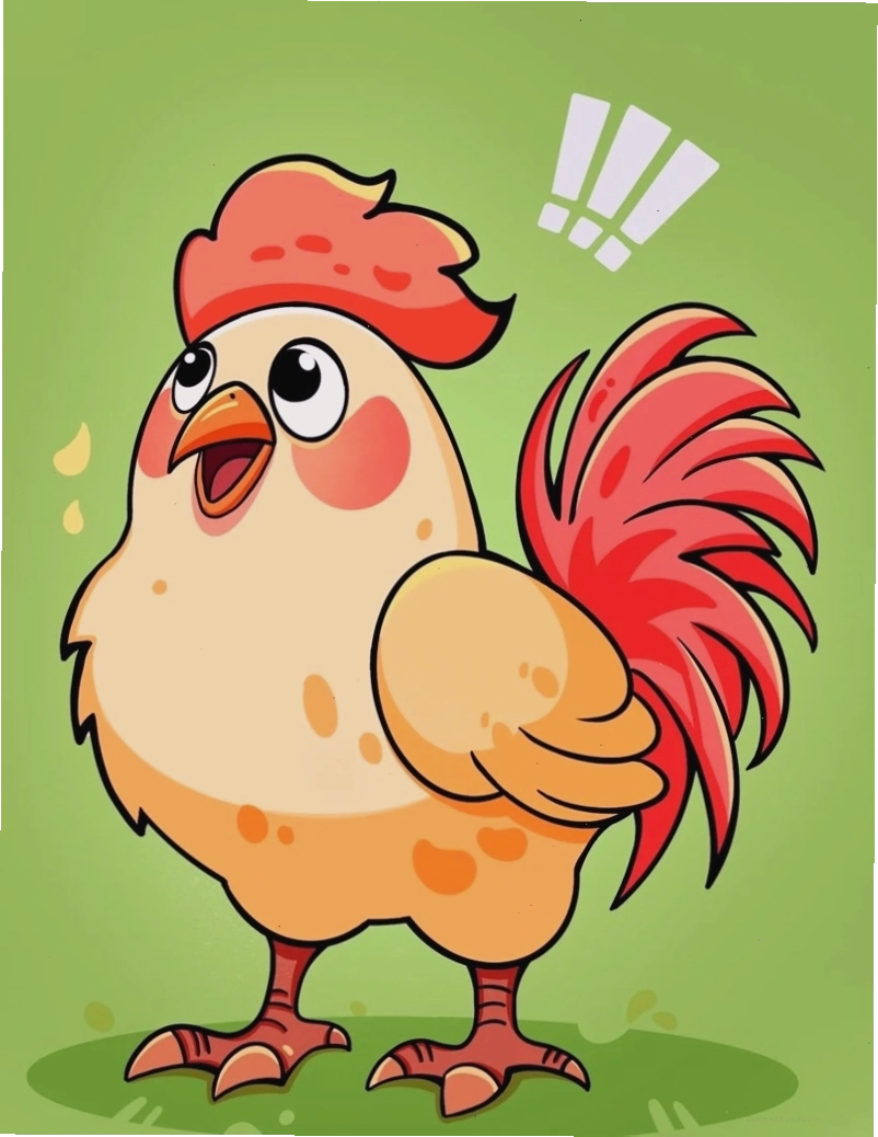 Gà chibi đang tập thể dục với tạ nhỏ