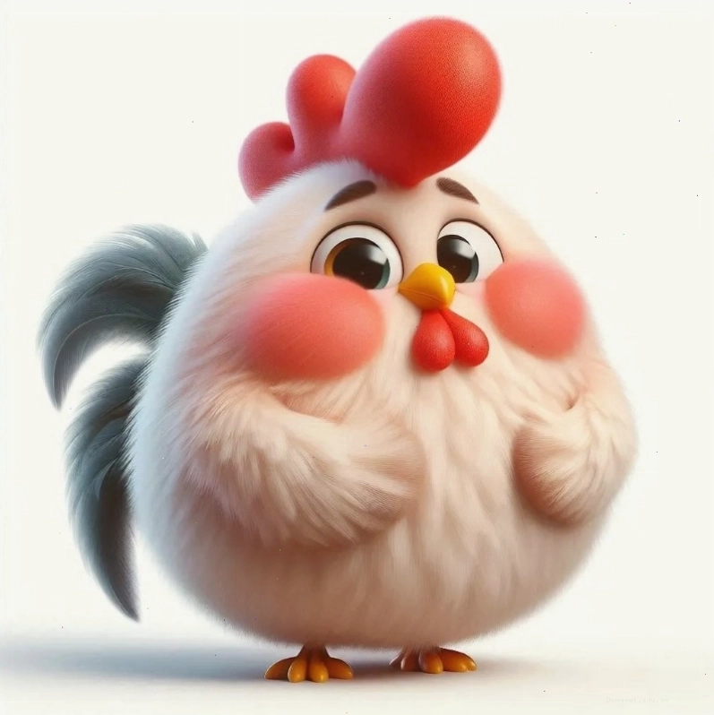 Gà chibi đang vui đùa với bướm