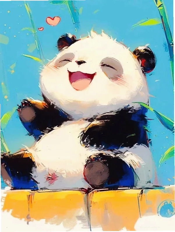 Gấu trúc chibi cute đang chơi đùa