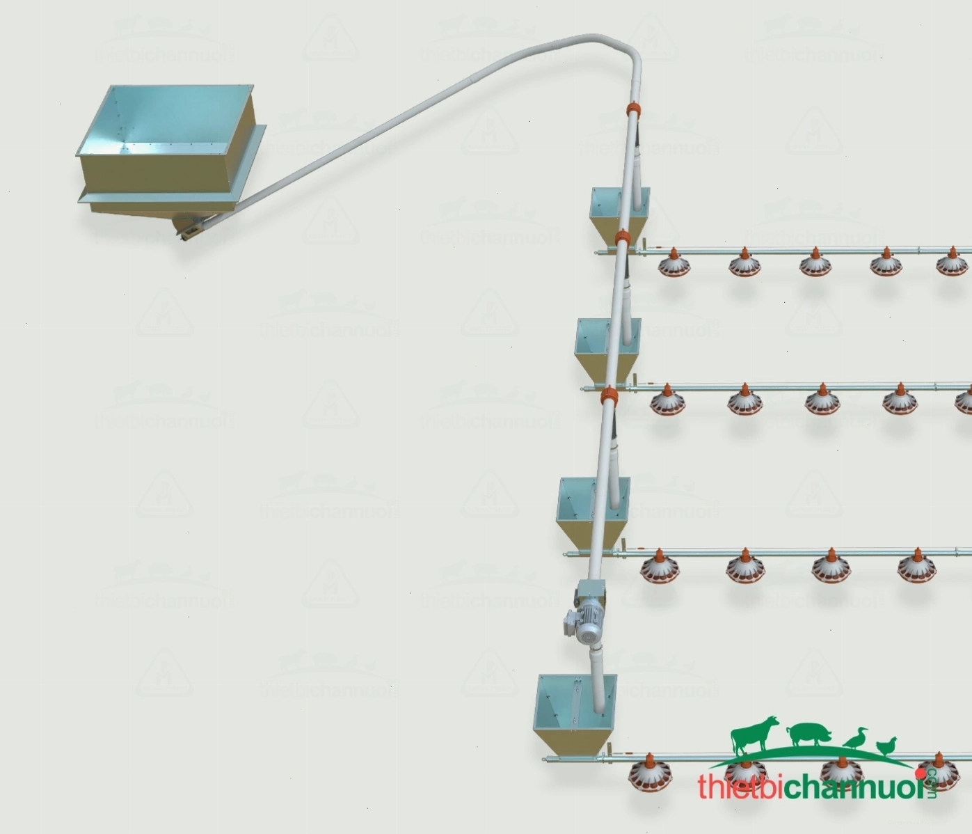Hệ thống cấp cám tổng cho trang trại