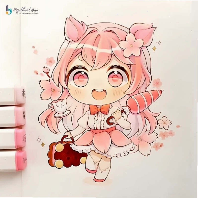Hình ảnh chibi dễ thương với phong cách vẽ đơn giản