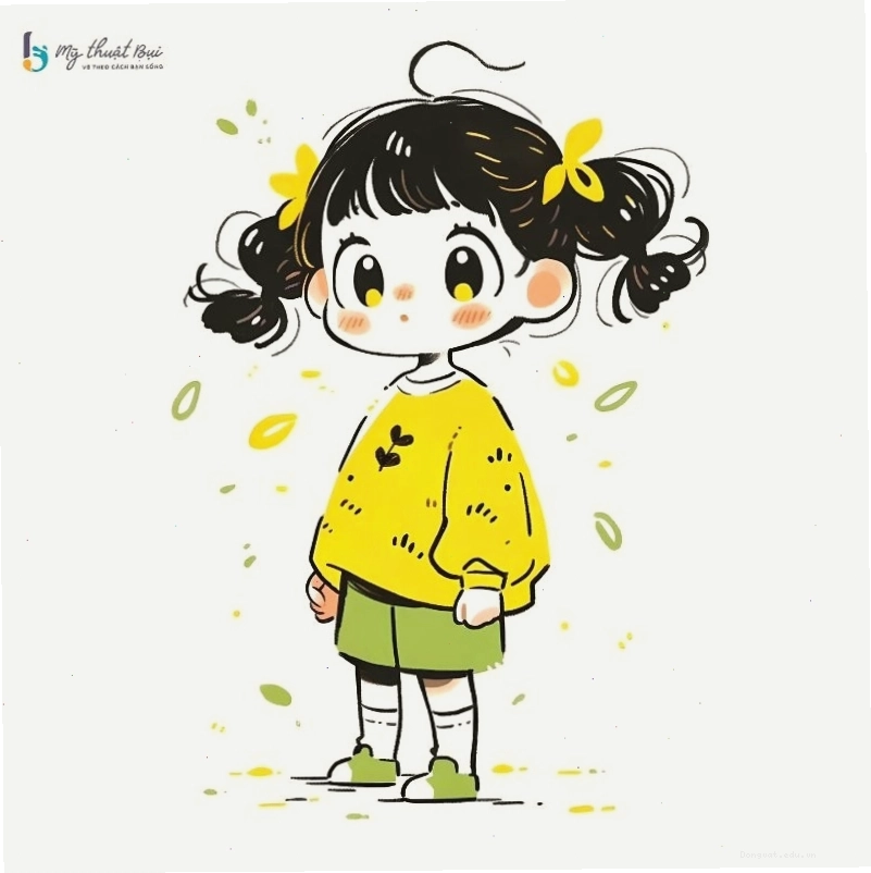 Hình ảnh chibi nữ cực kỳ dễ thương với đôi mắt to tròn và mái tóc dài