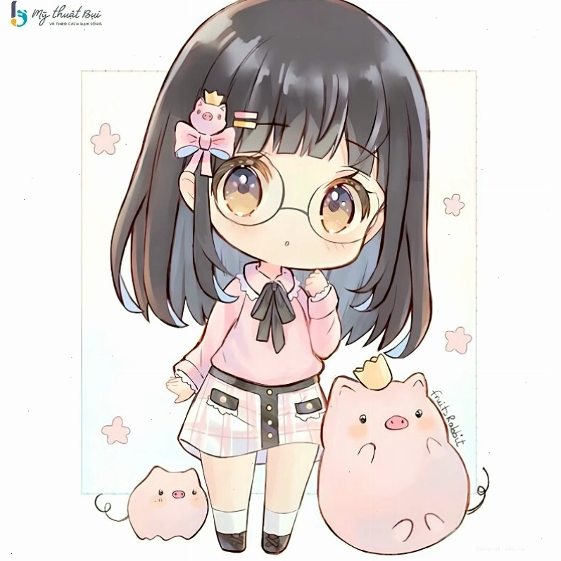 Hình ảnh chibi nữ cute trong trang phục học sinh dễ thương