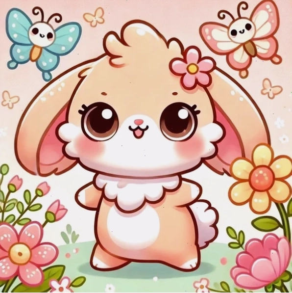 Hình ảnh con thỏ chibi cute đang cười