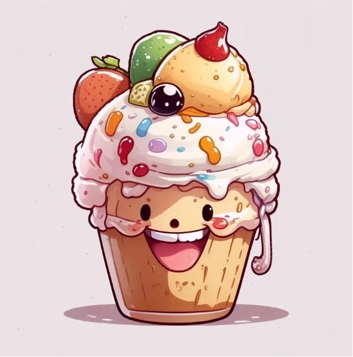 Hình ảnh đồ ăn cute chibi với biểu cảm ngộ nghĩnh