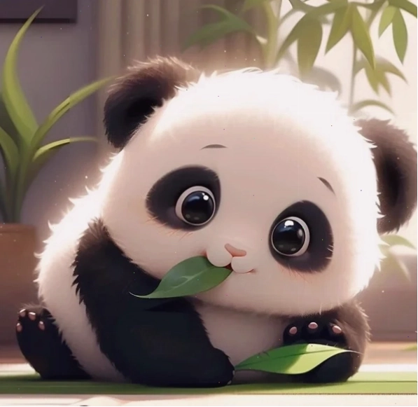 Hình ảnh gấu trúc cute chibi với đôi mắt to tròn