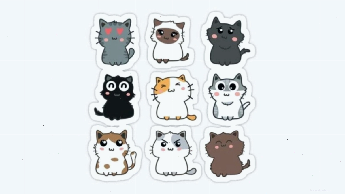 Hình ảnh mèo chibi dễ thương với đôi mắt to tròn