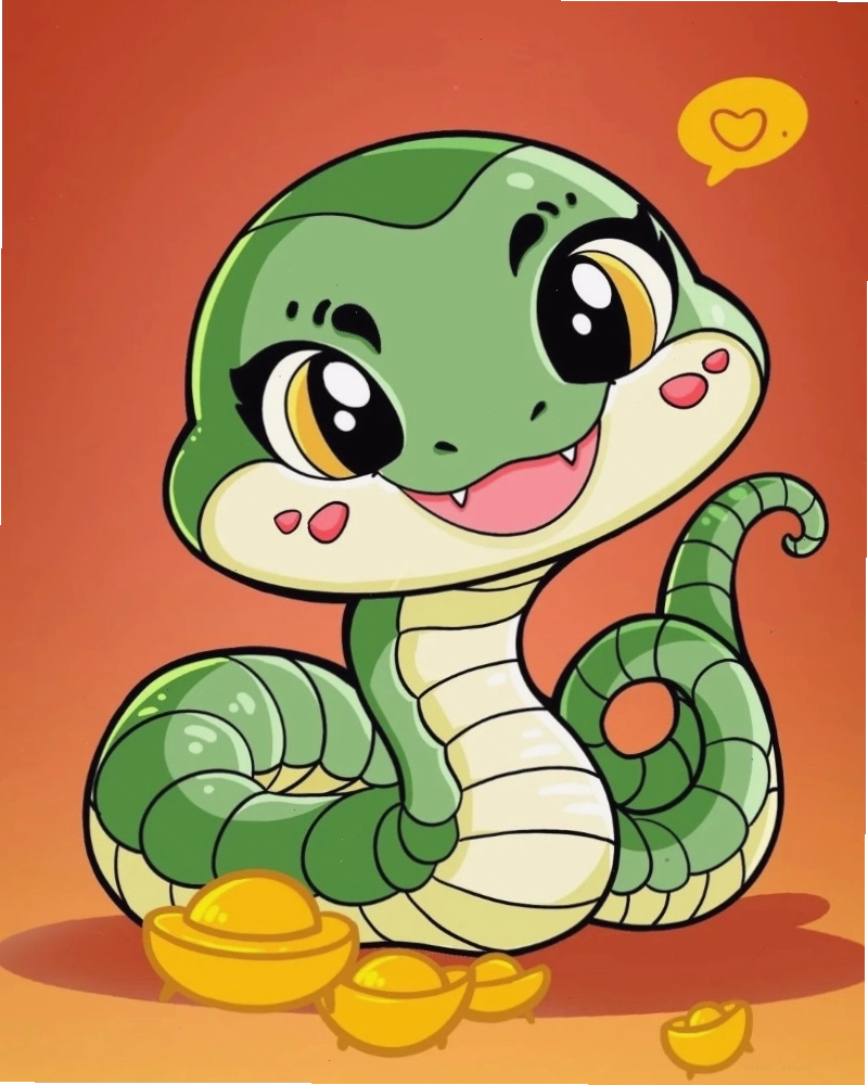 Hình ảnh rắn chibi đơn giản nhưng tinh tế