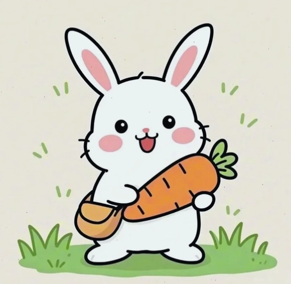 Hình ảnh thỏ chibi cute đang vui vẻ