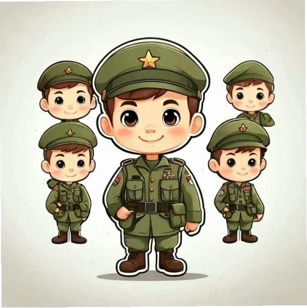Hình chibi đơn giản chú bộ đội