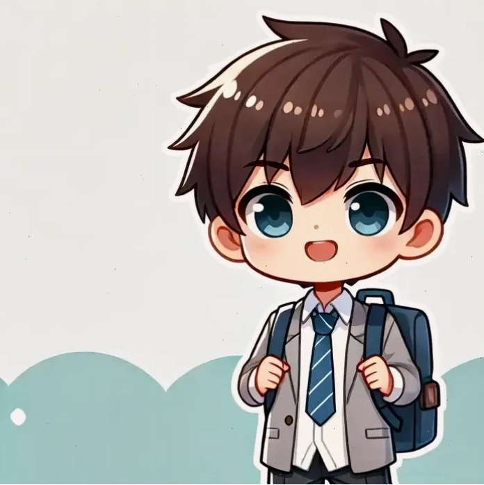 Hình chibi nam học sinh cấp 2 đơn giản