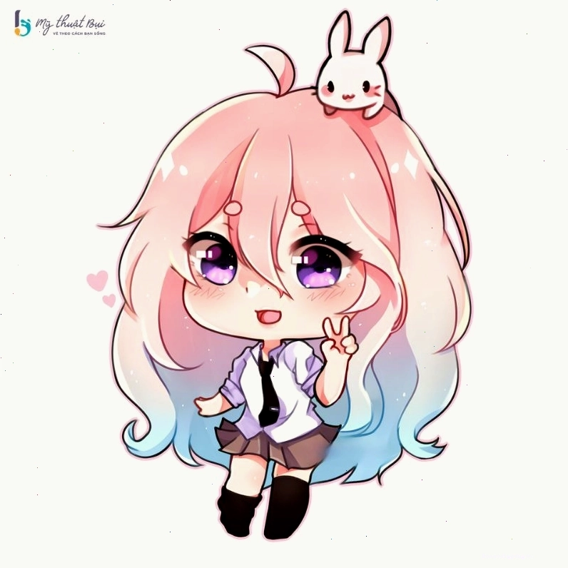 Hình chibi nữ với các chi tiết được vẽ đơn giản, dễ hiểu