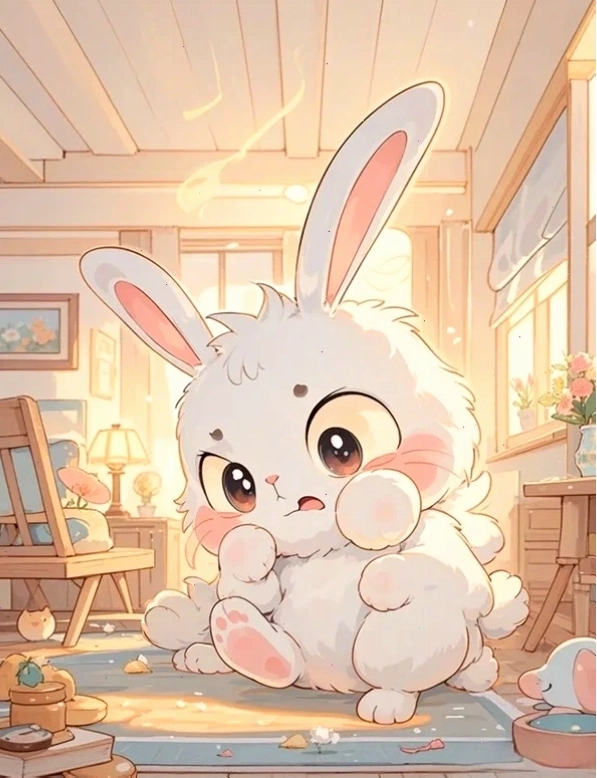 Hình con thỏ dễ thương chibi với trang phục ngộ nghĩnh