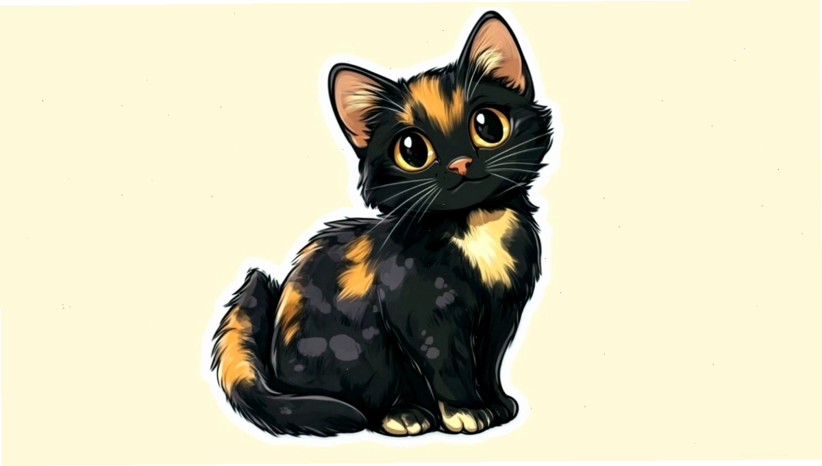 Hình mèo chibi cute cầm bông hoa