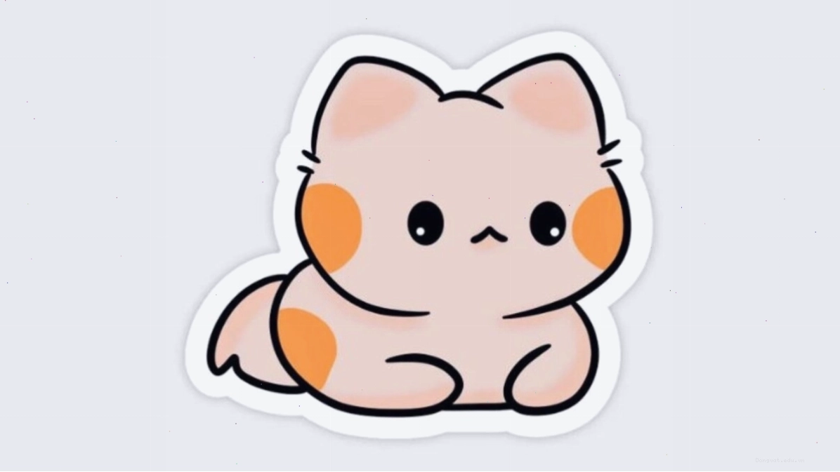 Hình mèo chibi cute đang dụi đầu