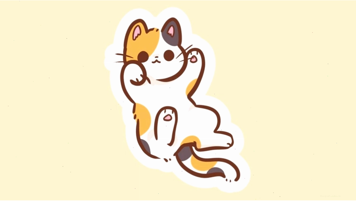 Hình mèo chibi cute đang ngủ cuộn tròn