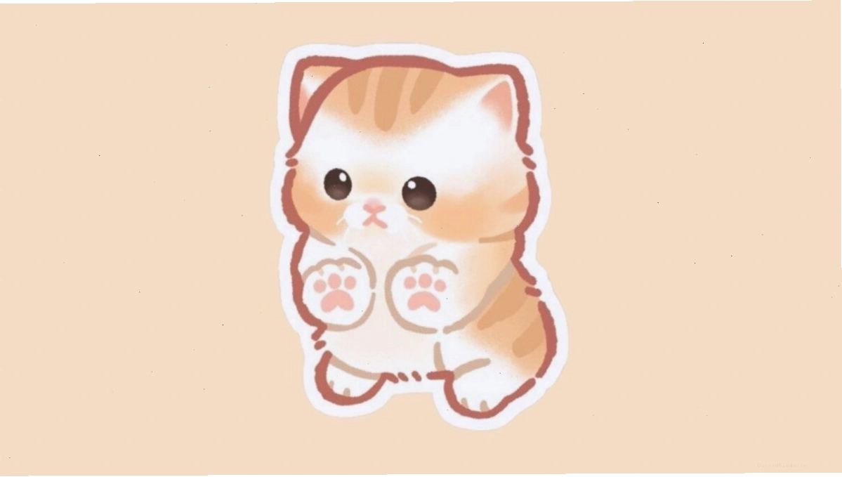 Hình mèo chibi cute uống sữa