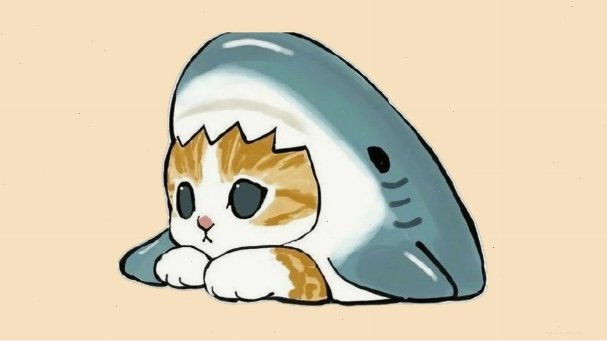 Hình mèo chibi cute với đôi mắt to tròn