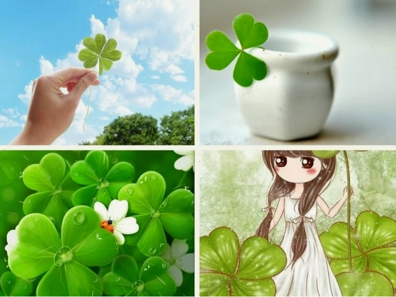 Hình nền cỏ 4 lá với hiệu ứng lung linh huyền ảo