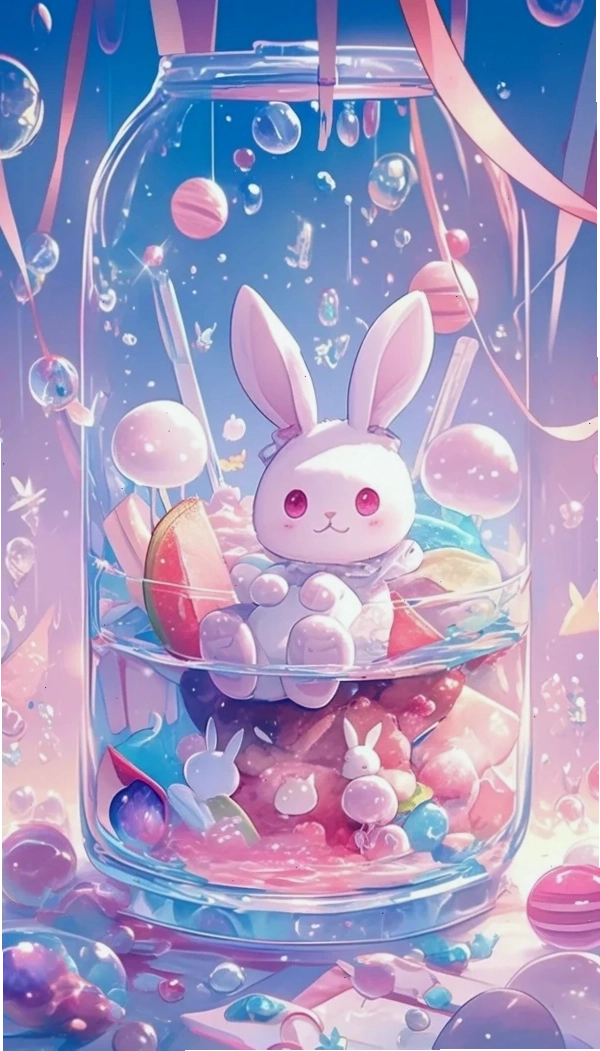 Hình nền con thỏ chibi cute cho điện thoại