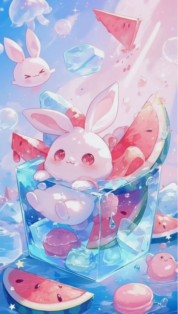 Hình nền điện thoại với chú thỏ chibi dễ thương