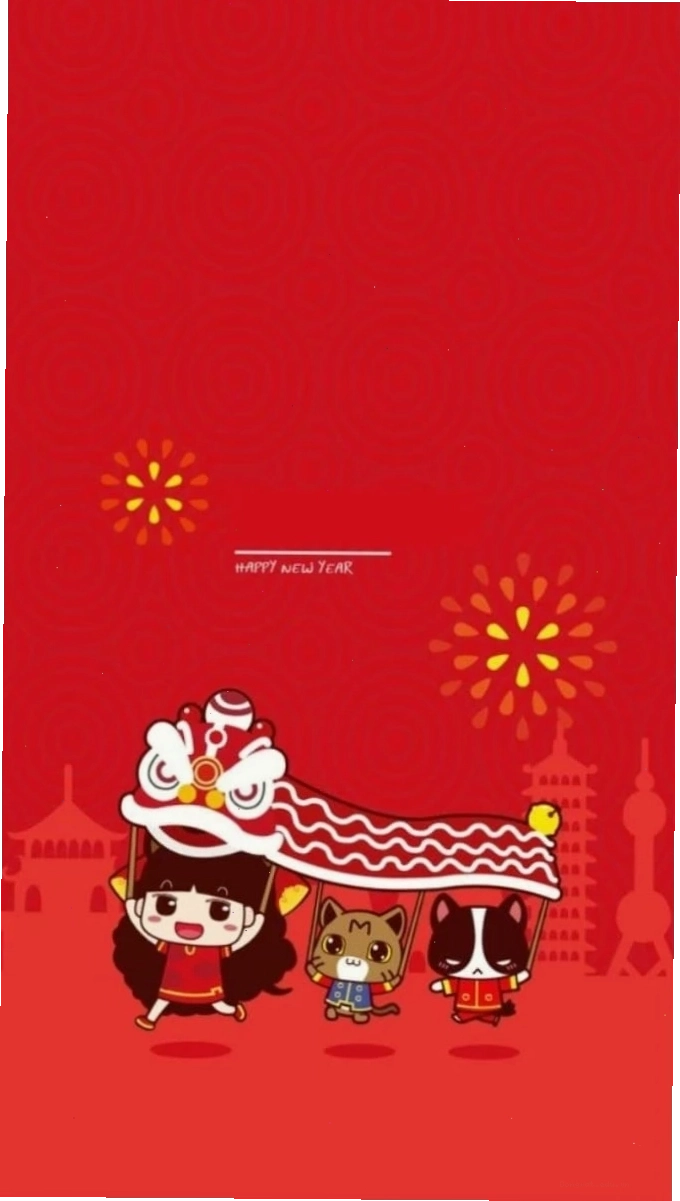 Hình nền Tết Chibi 2026 cute với phong cách hoạt hình