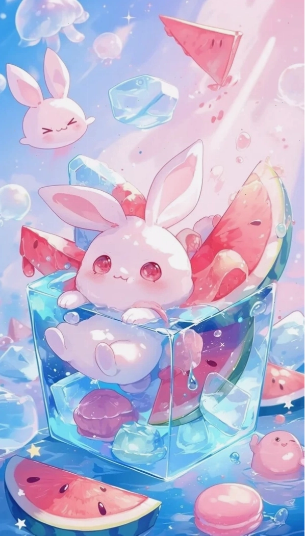 Hình nền thỏ chibi cute cho điện thoại