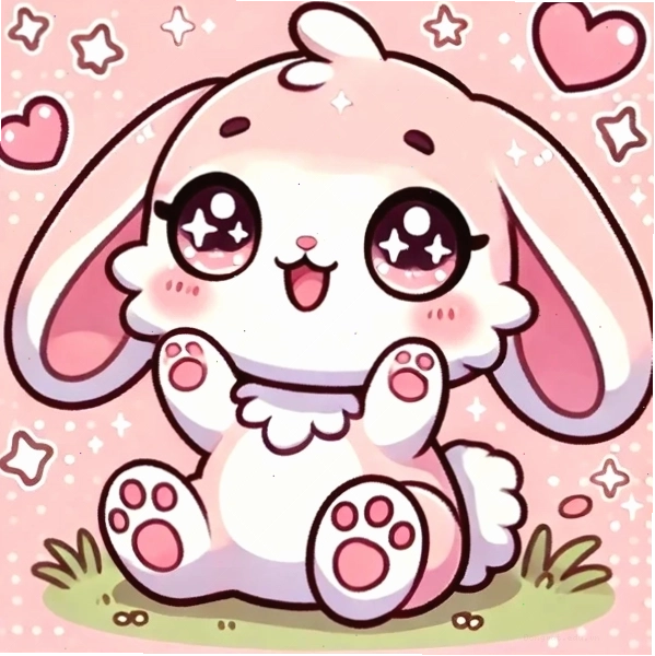 Hình thỏ chibi cute với phụ kiện