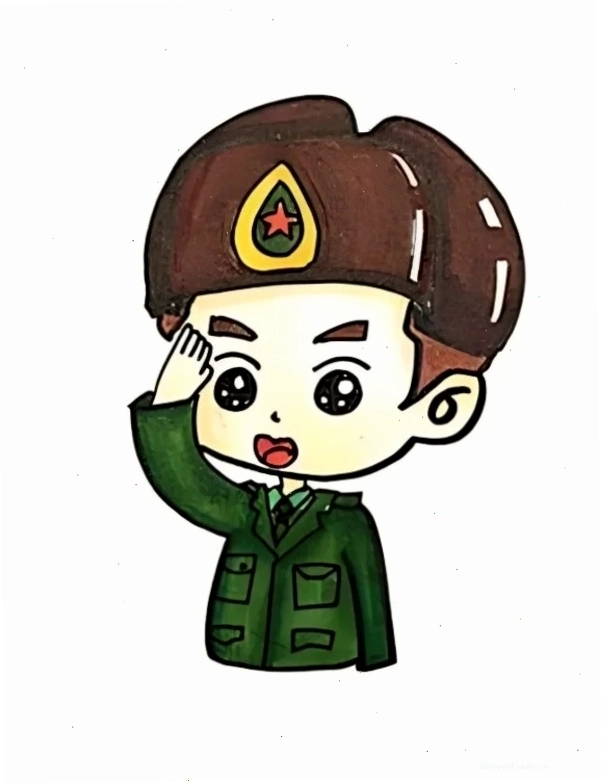 Hình vẽ bộ đội chibi đơn giản