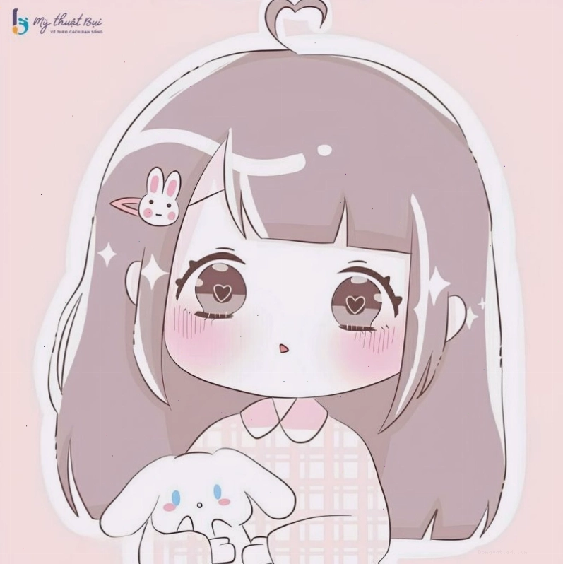 Hình vẽ chú mèo chibi tròn xoe với đôi mắt to tròn