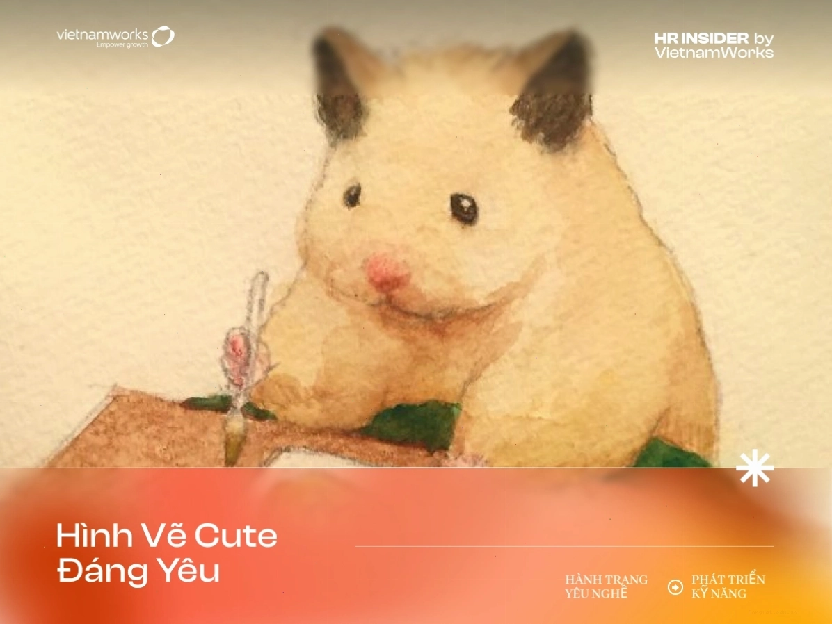 Hình vẽ dễ thương cute anime chibi một cô gái với mái tóc hồng và đôi mắt to tròn