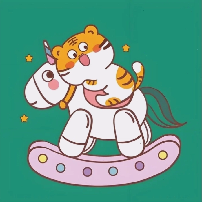 Hổ con chibi với đôi mắt to tròn và thân hình mũm mĩm