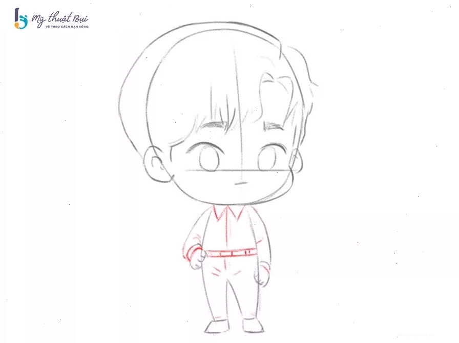Hoàn thiện đường nét và thêm phụ kiện cho chibi nam