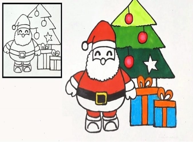 Hướng dẫn vẽ ông già Noel siêu cute